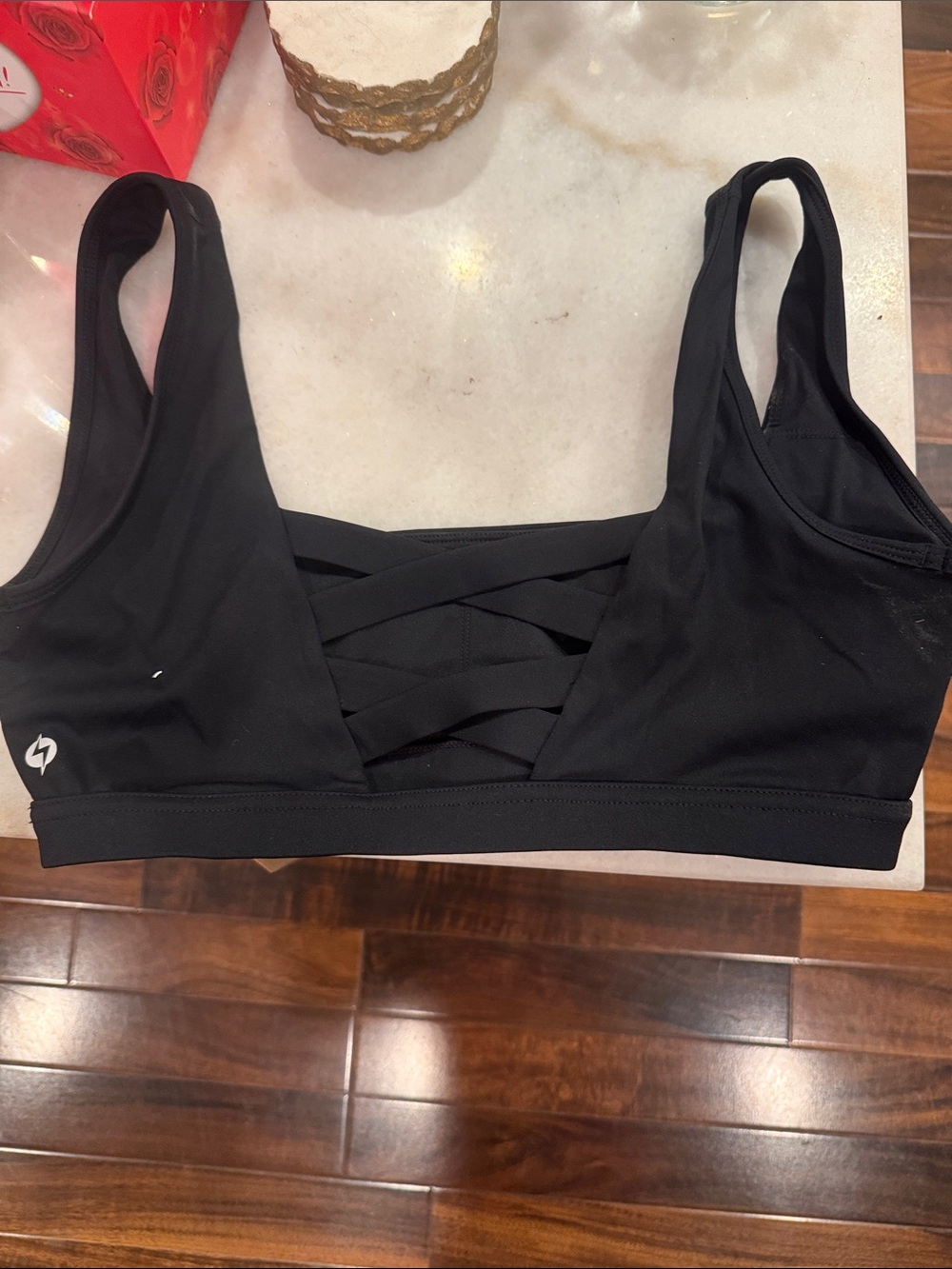 POPFLEX Black Crisscross Back Sports Bra